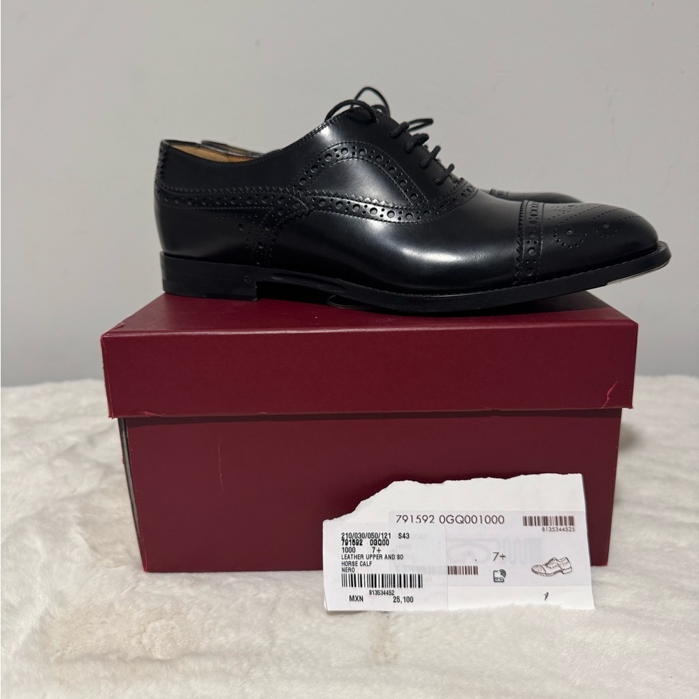 Gucci Black Brogue Men's Oxfords - Picture 6 of 11